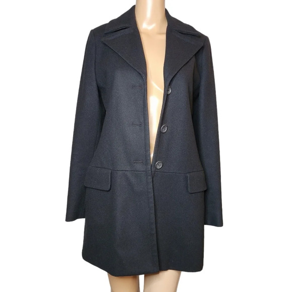 Banana Republic wool black long pea coat - Picture 6 of 17